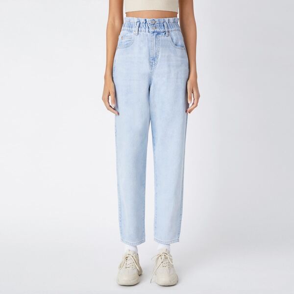 

Vintage High-Waist Denim Baggy Jeans, Light wash