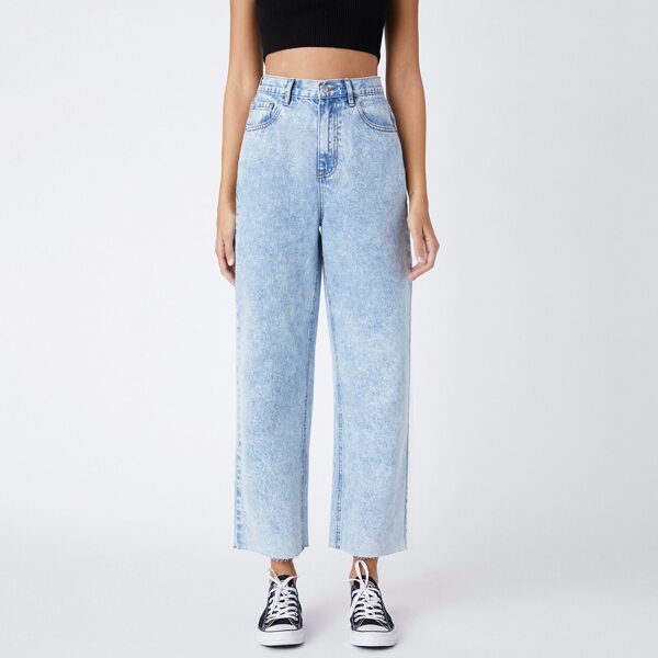 

Vintage High-Waist Denim Straight Jeans, Light wash