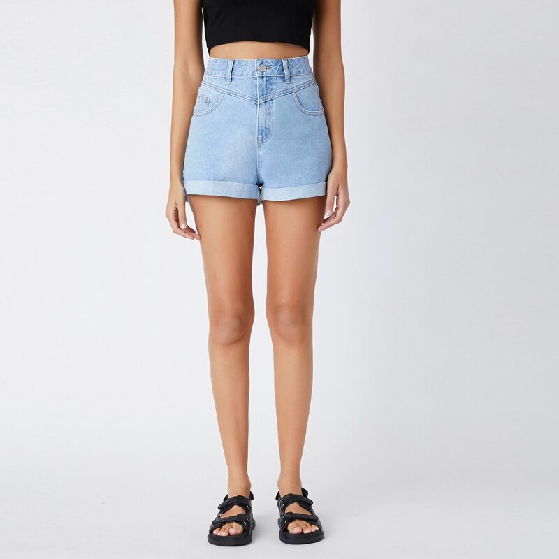 

Vintage High-Waist Denim Shorts, Light wash