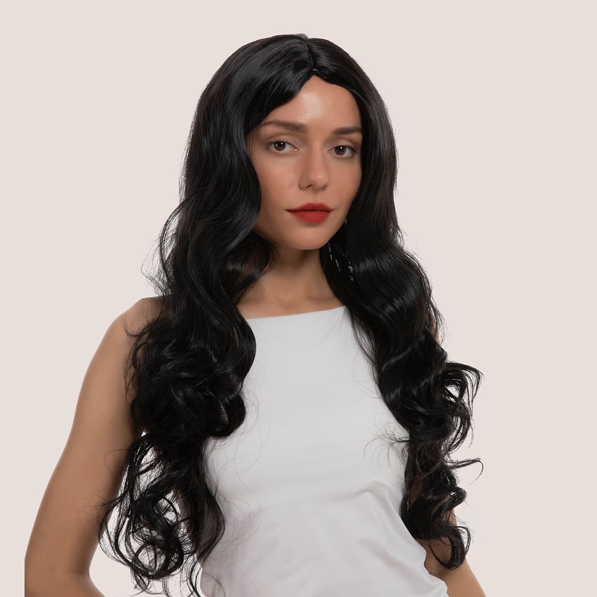 

Natural Long Curly Wig, Black