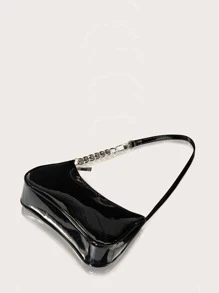 Bolso De Sillín Minimalista Con Cadena Para Adolescentes, Mujeres Universitarias, Principiantes Y Trabajadores De Cuello Blanco, Perfecto Para Oficina, Universidad, Trabajo, Negocios Y Viaje Diario - Negro - Ver 3