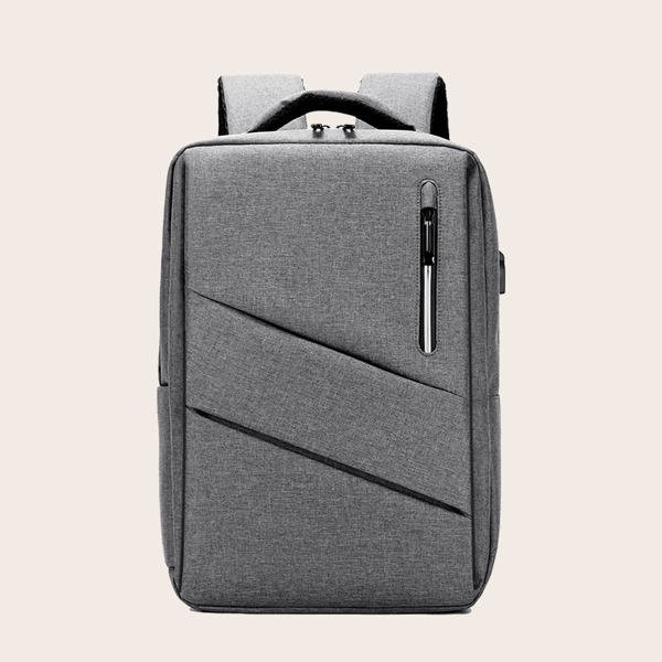 

Men Large Capacity Zip Front Backpack, Grey
