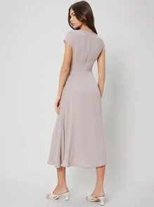 MOTF PREMIUM BATWING SLEEVE FLOWY DRESS - Dusty Purple - View 2