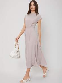 MOTF PREMIUM BATWING SLEEVE FLOWY DRESS - Dusty Purple - View 8