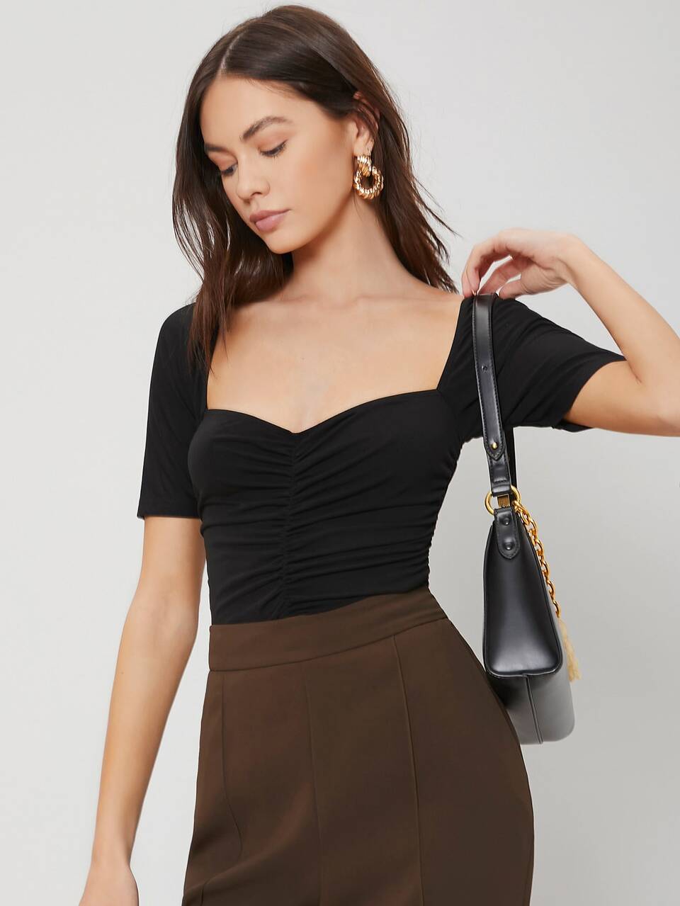 MOTF RUCHED SWEETHEART NECK BODYSUIT