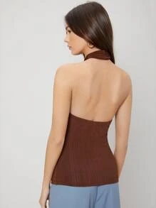MOTF PREMIUM Top halter delgado - Marrón Chocolate - Ver 2