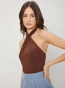 MOTF PREMIUM Top halter delgado - Marrón Chocolate - Ver 5