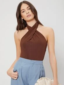 MOTF PREMIUM Top halter delgado - Marrón Chocolate - Ver 7