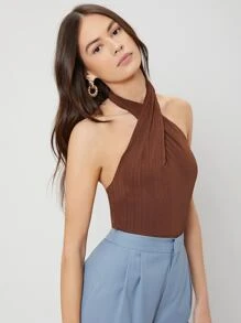 MOTF PREMIUM Top halter delgado - Marrón Chocolate - Ver 8