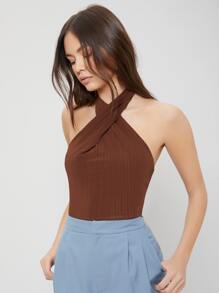 MOTF PREMIUM Top halter delgado - Marrón Chocolate - Ver 9