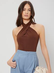 MOTF PREMIUM Top halter delgado - Marrón Chocolate - Ver 10