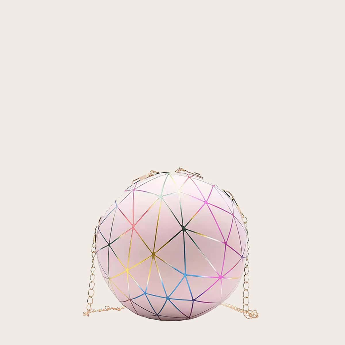 

Holographic Geo Ball Shaped Crossbody Bag, Pink