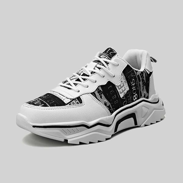 

Men Letter Graphic Lace-up Front Chunky Sneakers, Black and white