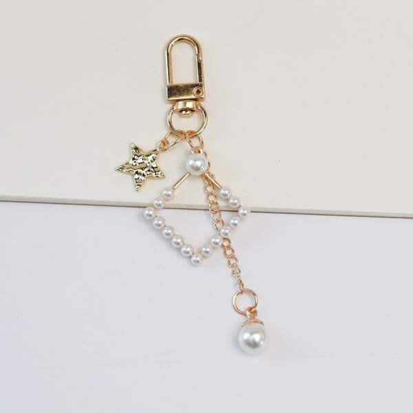 

Faux Pearl Pendant Keychain, Gold