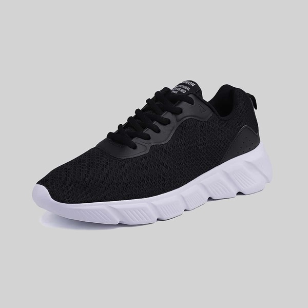 

Men Lace-up Front Mesh Running Shoes, Black