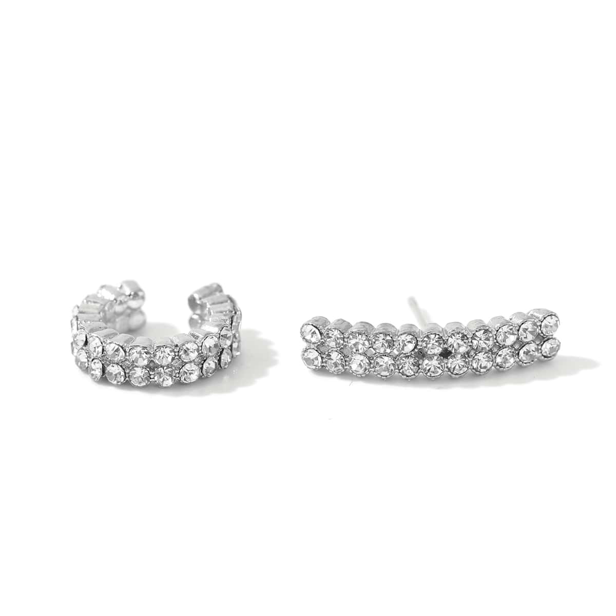 

2pcs Rhinestone Earring Set, Silver