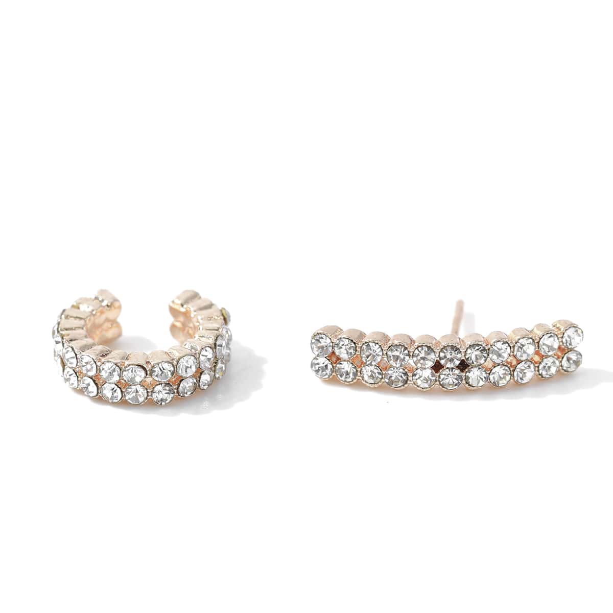 

2pcs Rhinestone Earring Set, Rose gold