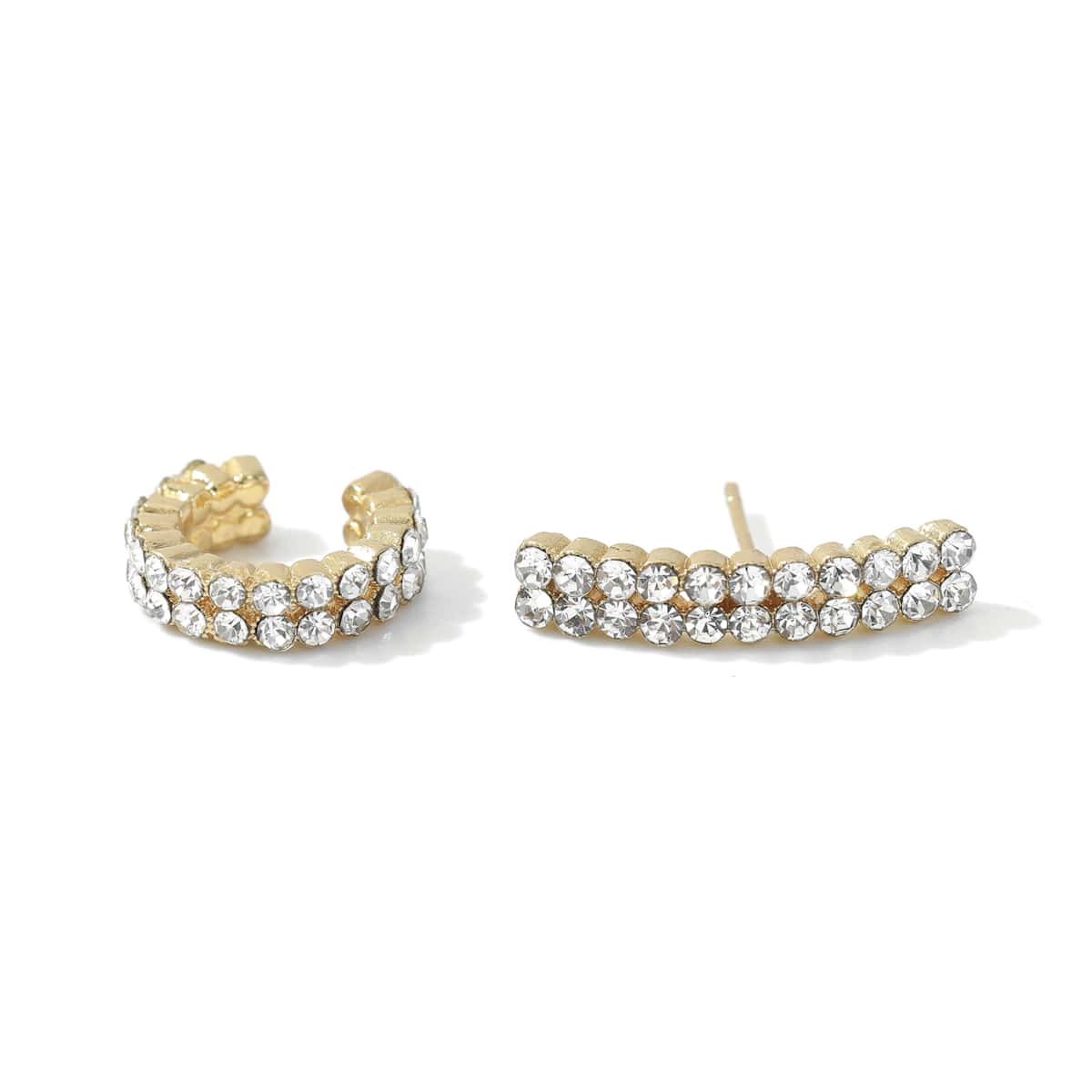 

2pcs Rhinestone Earring Set, Gold