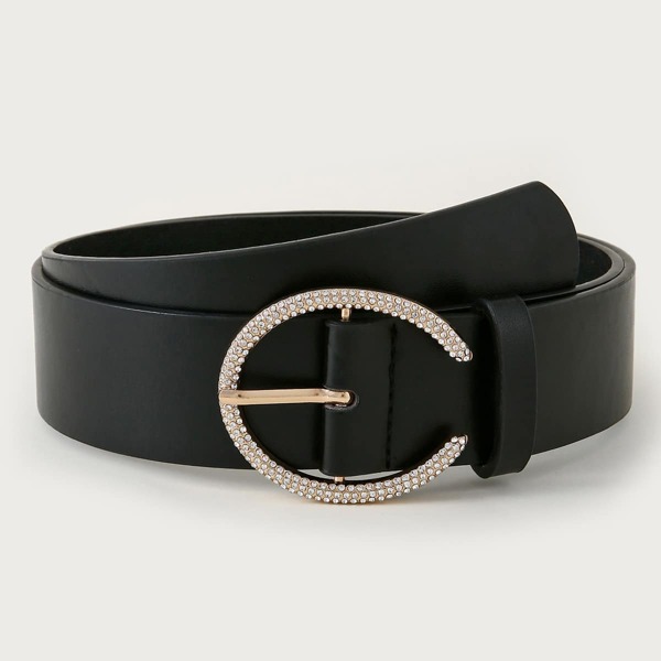 

Rhinestone Decor Buckle Belt, Black