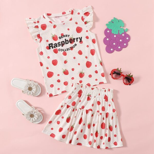 

Toddler Girls Strawberry & Letter Graphic Tee With Skirt, Multicolor