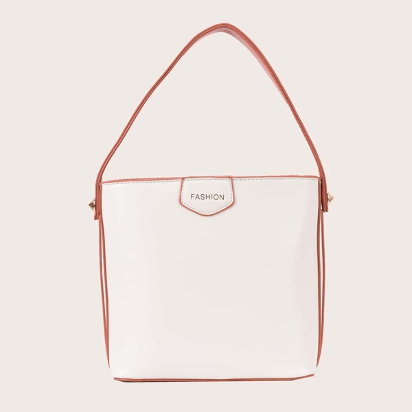

Letter Graphic Bucket Bag, Beige