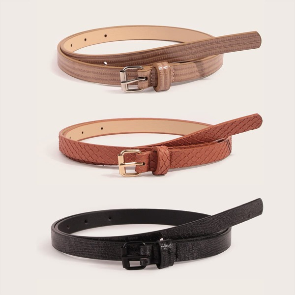 

3pcs Minimalist Belt, Multicolor