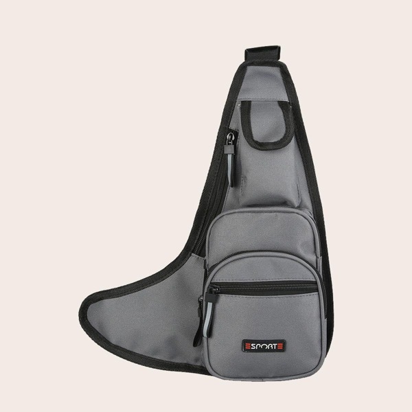 

Men Zip Front Sling Bag, Grey