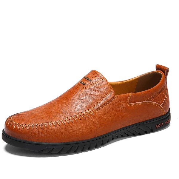 

Men Stitch Trim Letter Graphic Loafers, Brown