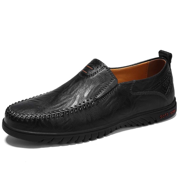 

Men Stitch Trim Letter Graphic Loafers, Black