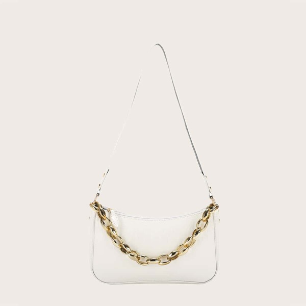 

Girls Minimalist Chain Baguette Bags, White