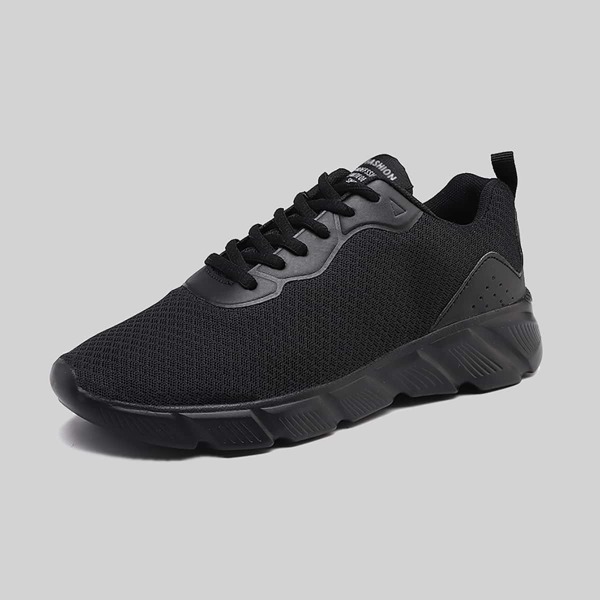 

Men Letter Patch Lace-up Front Sneakers, Black