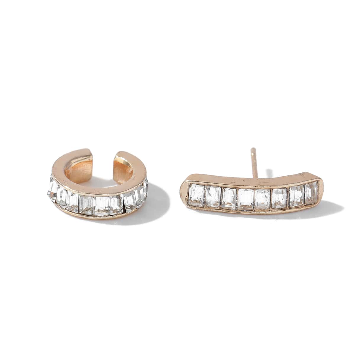 

2pcs Rhinestone Earring Set, Rose gold
