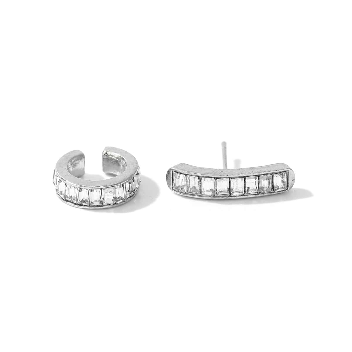

2pcs Rhinestone Earring Set, Silver