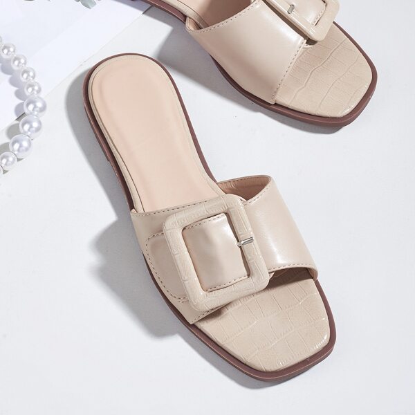 

Buckle Decor Slide Sandals, Apricot