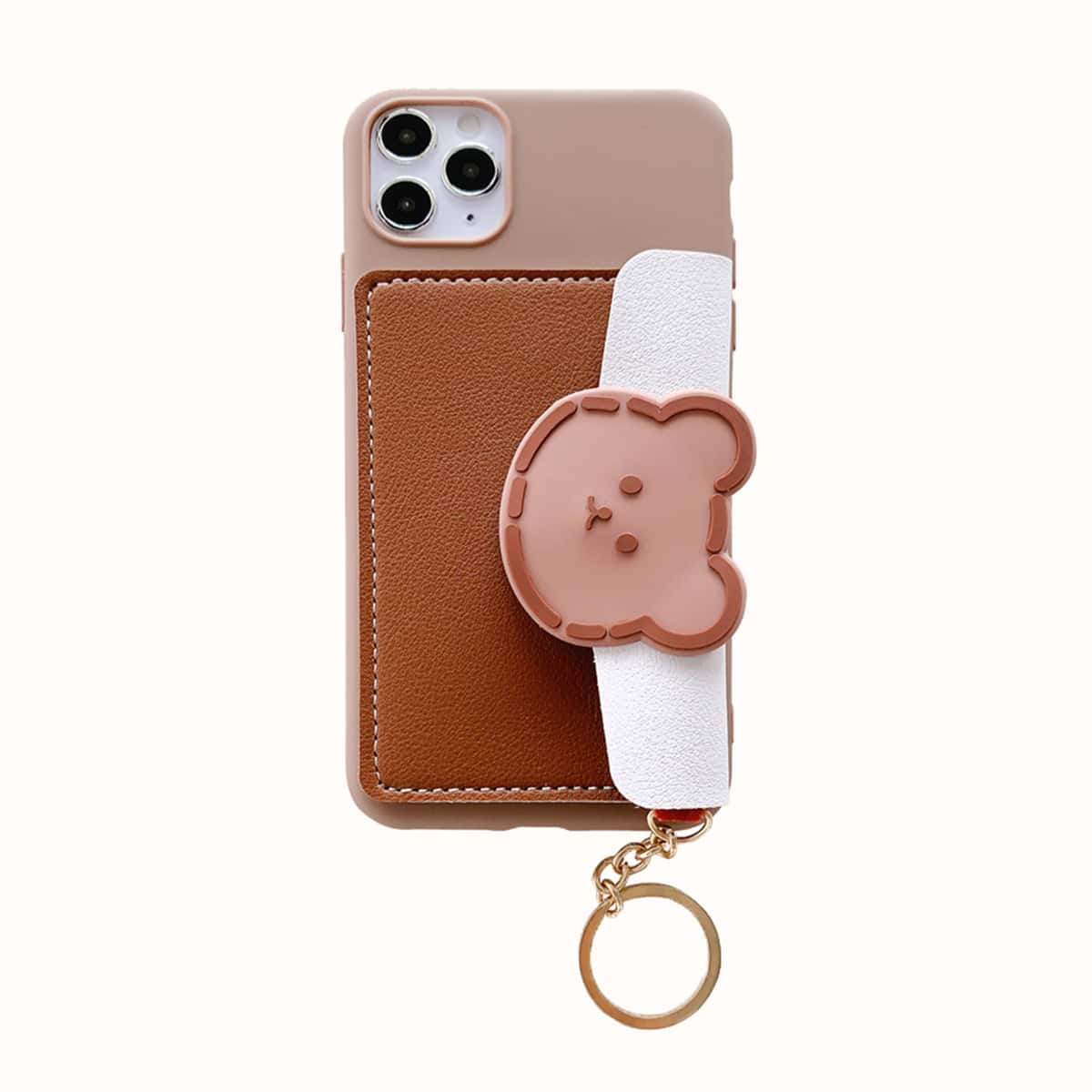 

Cartoon Bear Phone Case With Card Holder, Multicolor