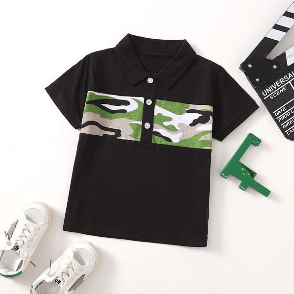 

Toddler Boys Camo Print Polo Shirt, Black