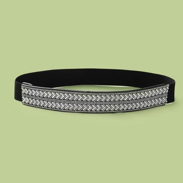 

Rhinestone Decor Belt, Black