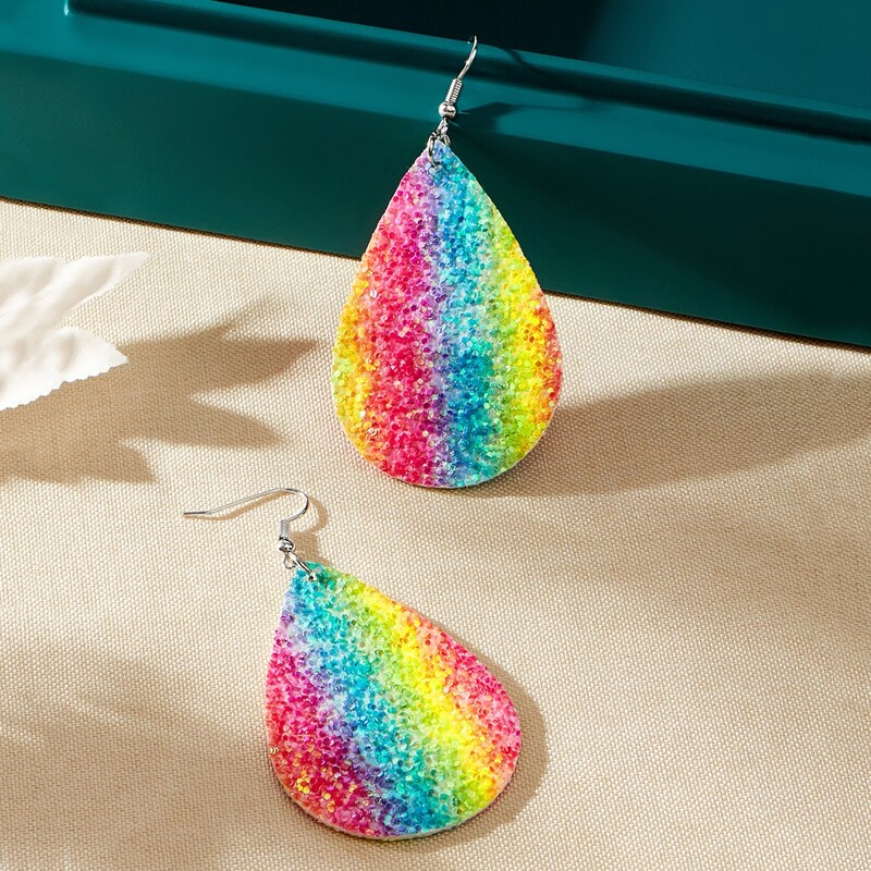 

Ombre Rainbow Water Drop Earrings, Multicolor