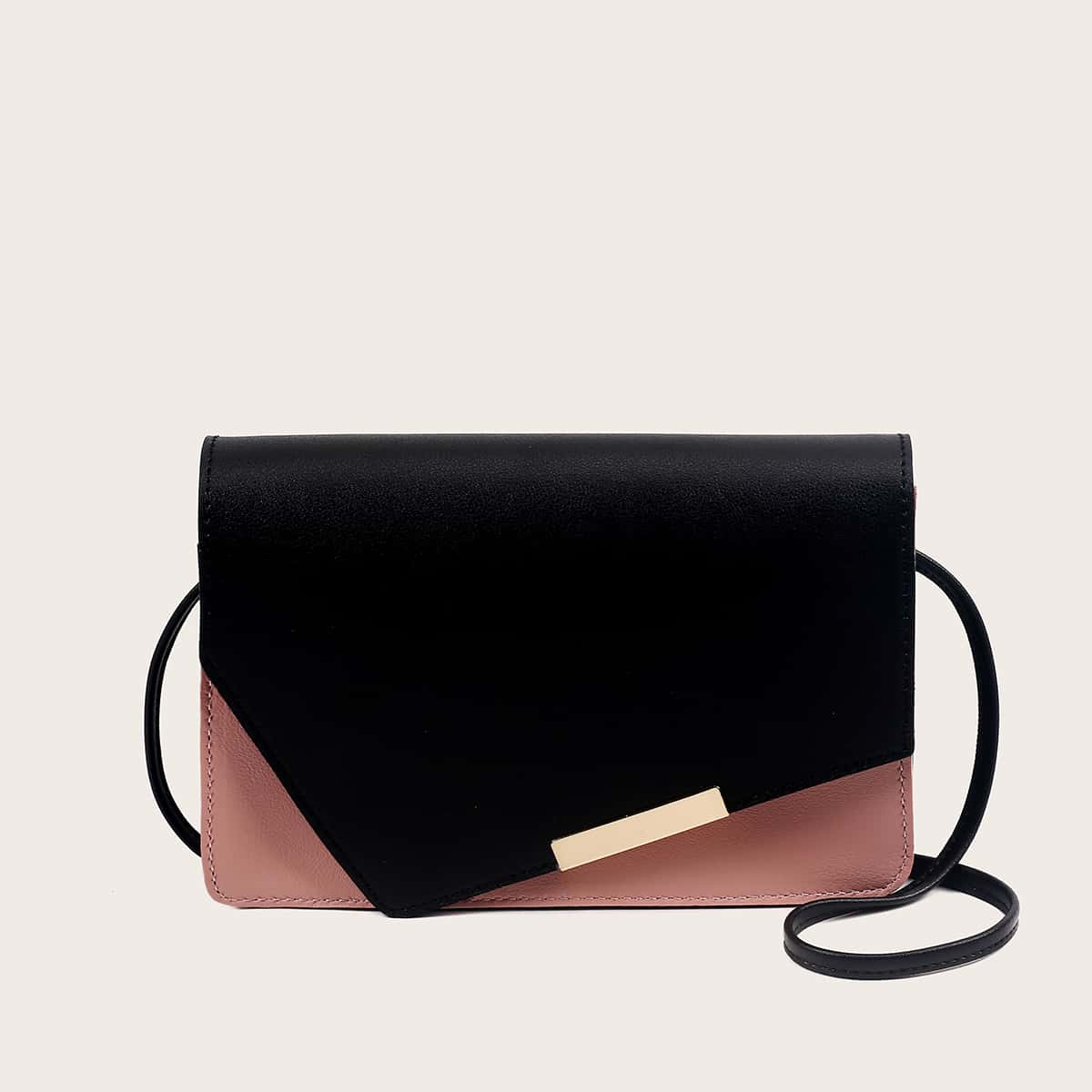

Colorblock Flap Crossbody Bag, Pink