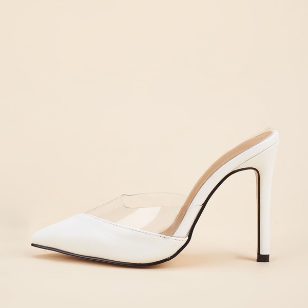 

Clear Detail Stiletto Heeled Mules, White