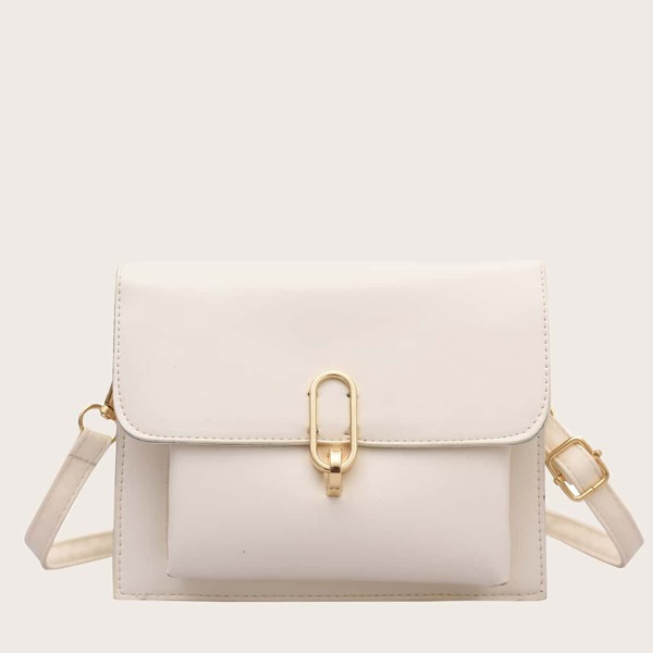 

Minimalist Flap Crossbody Bag, Beige