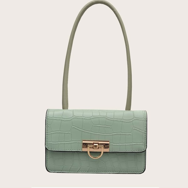 

Croc Embossed Shoulder Bag, Green