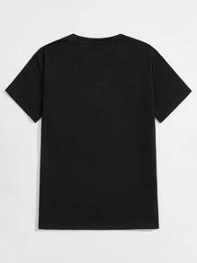 Brooksart Cotton Unisex Letter Skull Graphic Tee - Black - View 2