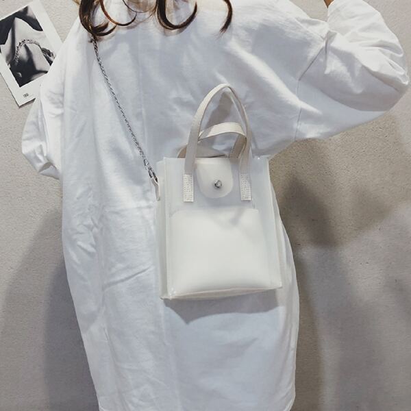 

Clear Satchel Bag With Inner Pouch, White clear