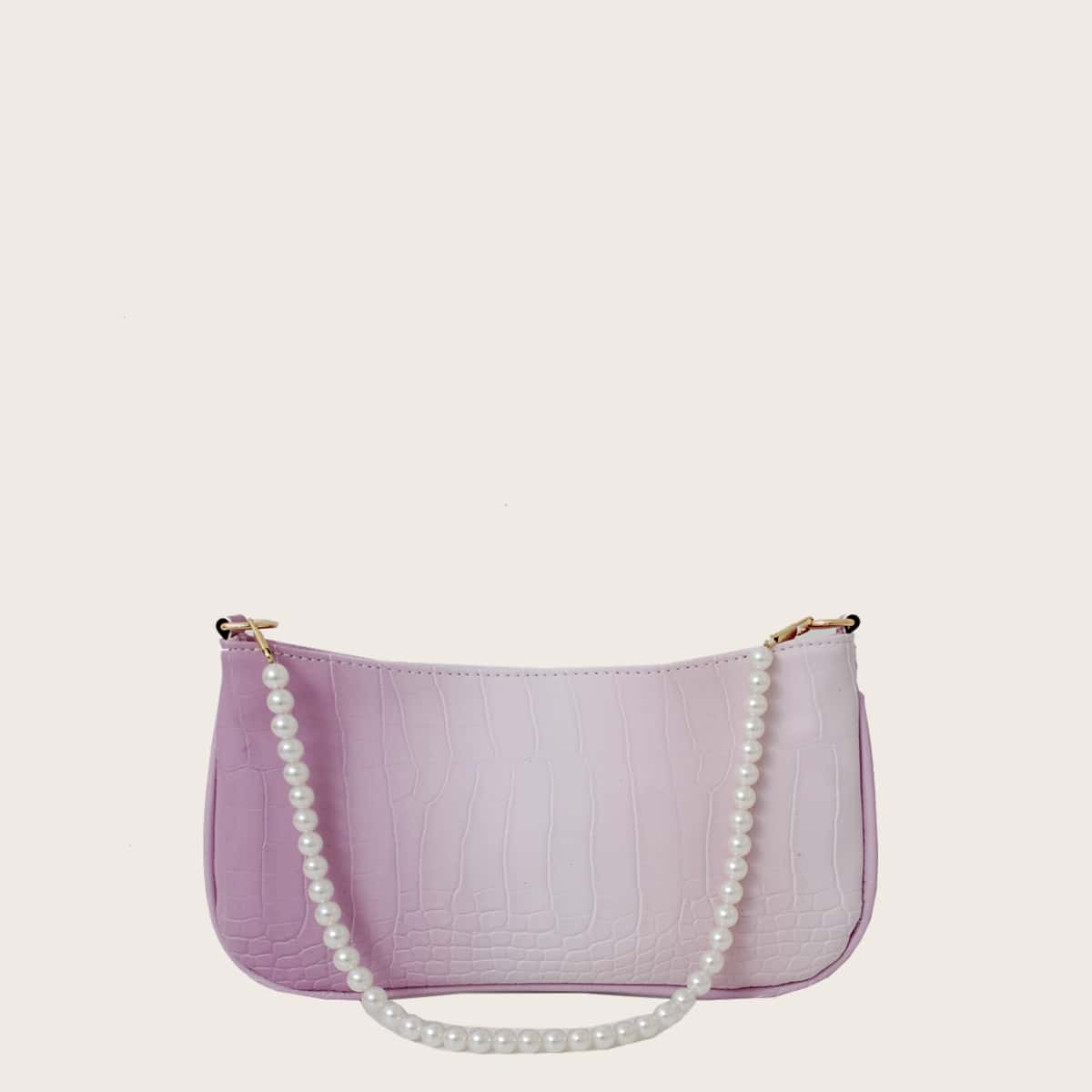 

Ombre Croc Embossed Baguette Bag, Purple