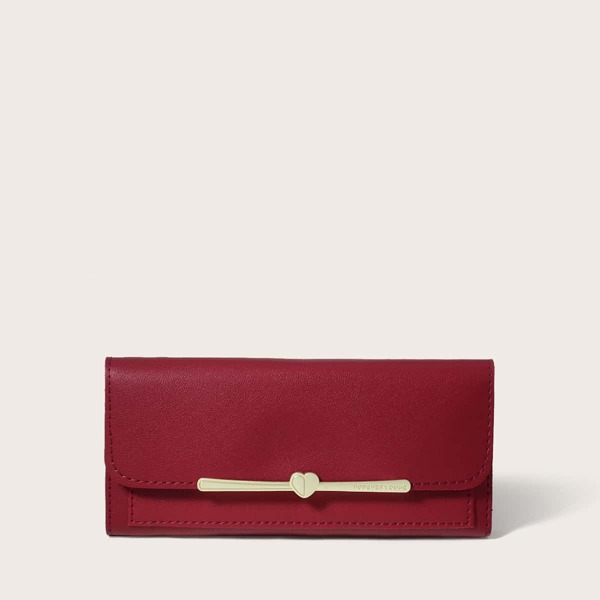 

Minimalist Metal Decor Long Wallet, Red