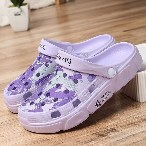 

Color Block Vented Clogs, Purple