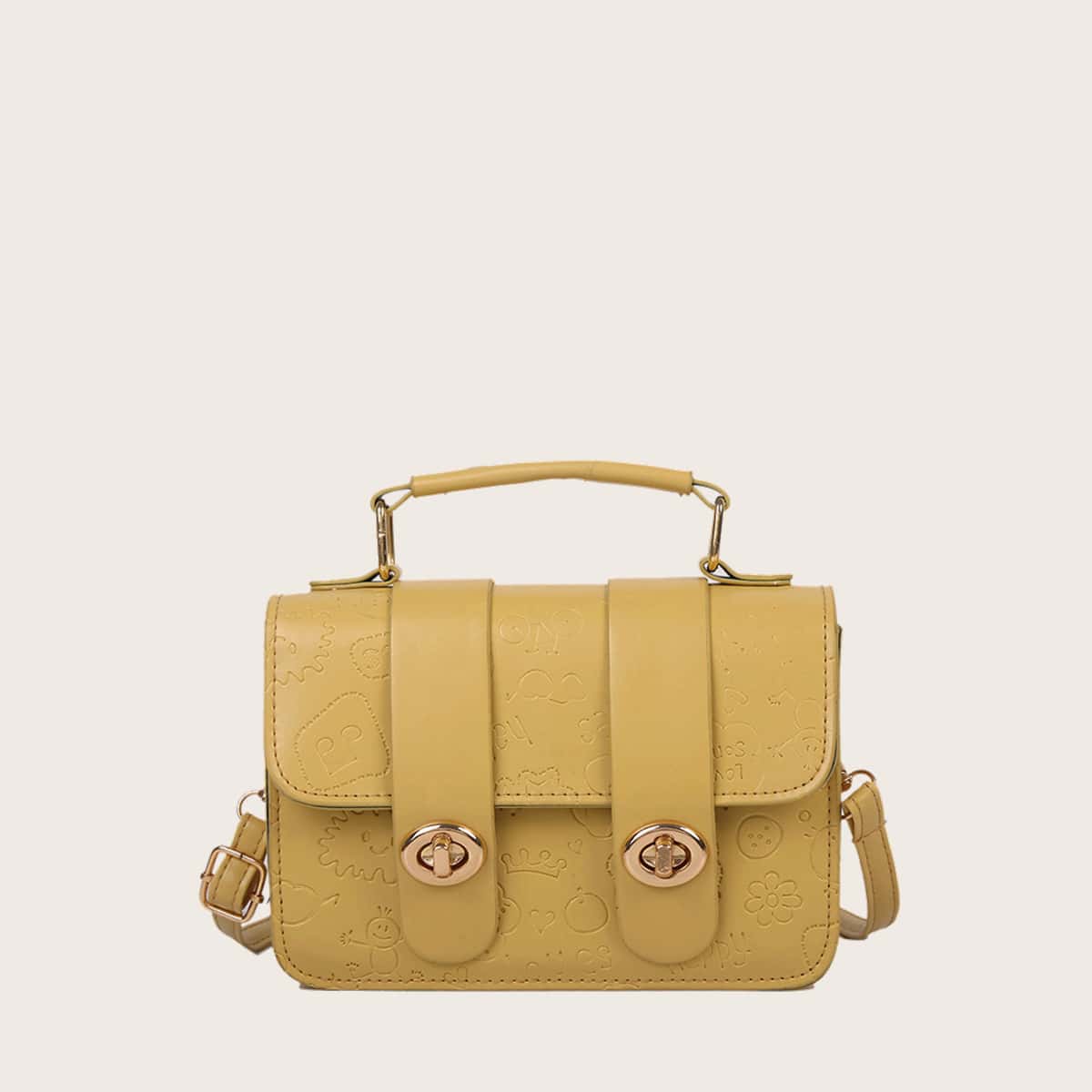 

Cartoon Embossed Crossbody Bag, Yellow