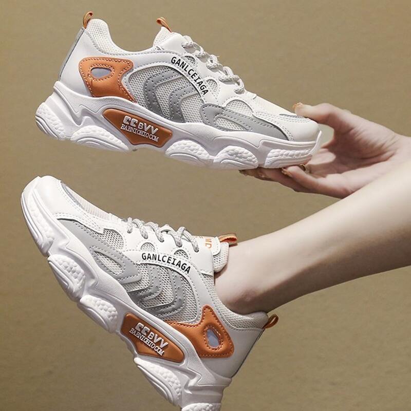 

Lace-up Mesh Chunky Sneakers, White