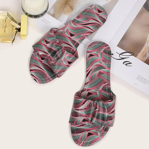 

Ruched Graphic Slide Sandals, Multicolor